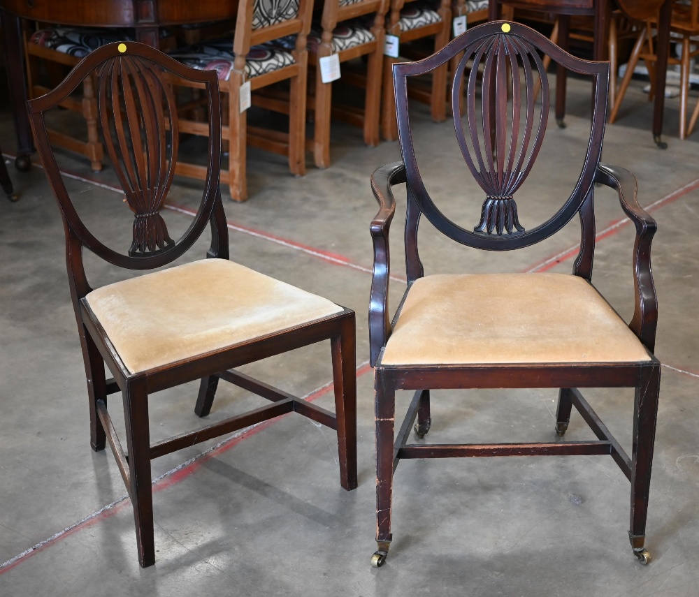 Pair of 19th century Hepplewhite style carver chairs and a single side chair - Image 2 of 3