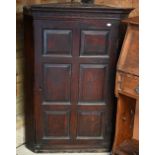 Antique stained oak corner cupboard, 78 x 110 cm a/f
