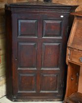 Antique stained oak corner cupboard, 78 x 110 cm a/f