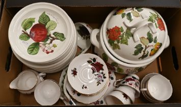 A quantity of Portmeirion 'Pomona' dinner ware, to/w a Colclough rose-printed tea set (box)