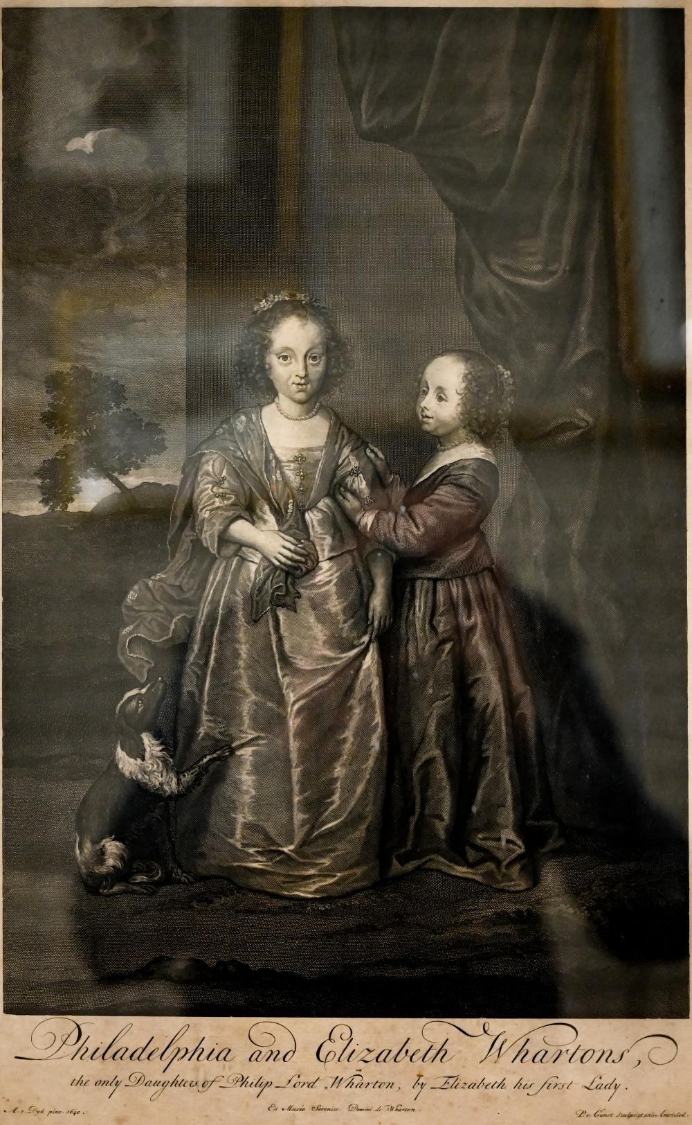 Two 18th century engravings - 'Philadelphia and Elizabeth Whartons', after van Dyck, by Gunst, 52 - Image 4 of 7