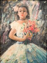 Nino (Giuffrida?) - Ballerina with bouquet of flowers, oil on canvas, signed lower left, 32 x 23 cm
