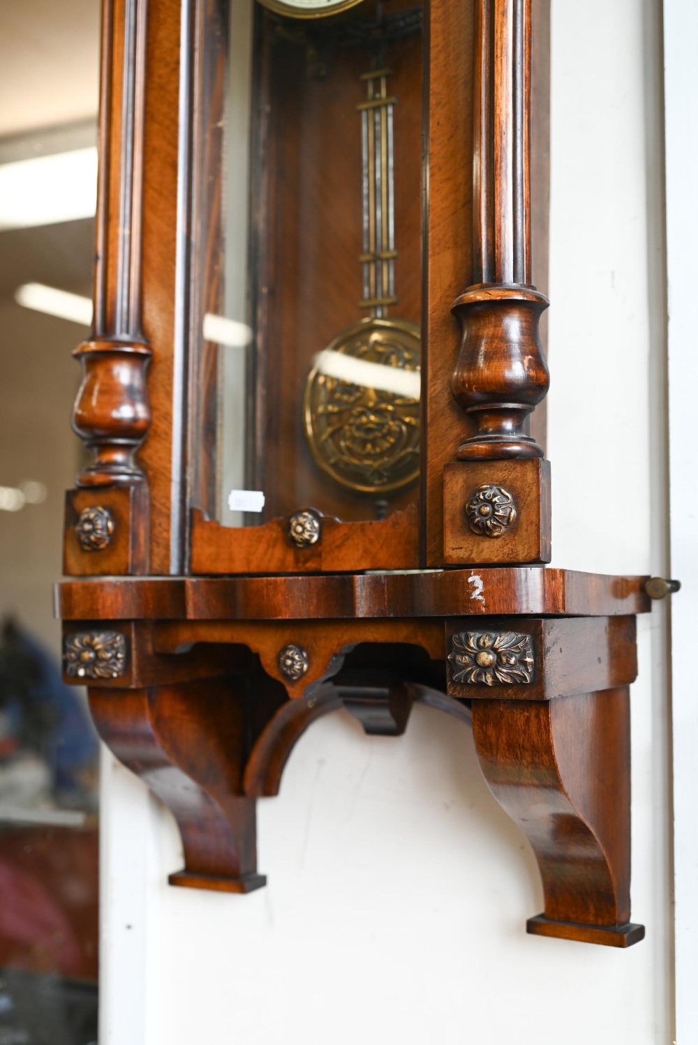 A Vienna-style walnut wall clock striking on a coiled gong with bi-metal compensating pendulum, 84 - Image 2 of 5