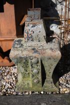 An Arts & Crafts period oversized cast iron rain water hopper, 34 cm w