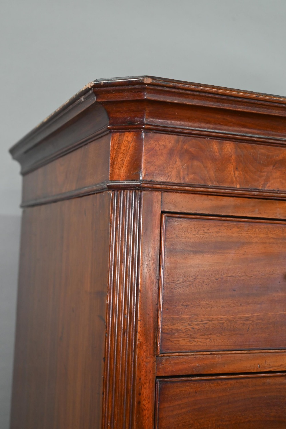 An associated two part George III mahogany chest on chest, the upper chest with canted pilasters, - Image 6 of 12