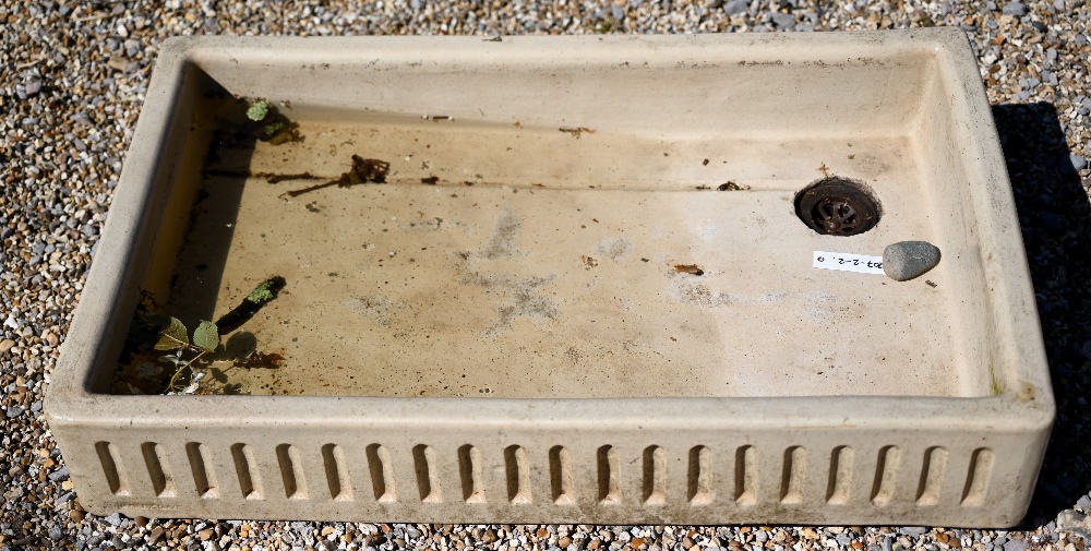 An old shallow glazed stone sink, 89 cm x 54 cm x 15 cm h - Image 2 of 2