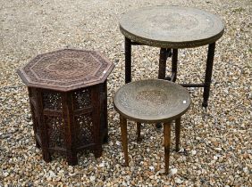 An early 20th century Anglo-Indian carved hardwood octagonal table, 45 cm dia. x 48 cm h a/f to/w