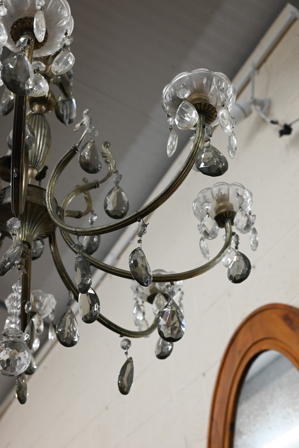 An eight-branch electrolier chandelier with faceted glass drops - Image 2 of 4