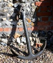 A traditional cast iron ship's anchor, 76 cm h plus screw fitting