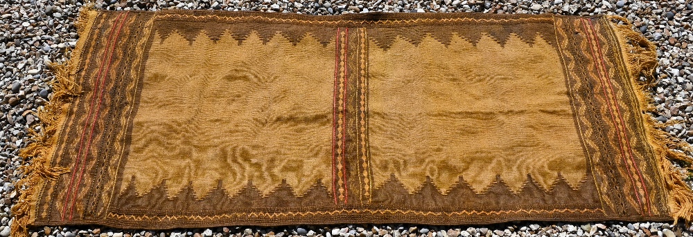 An small antique Turkoman rug, 122 cm x 78 cm to/w a Turkoman bag face, 97 cm x 84 cm and a camel - Image 2 of 6