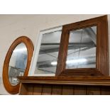 Two modern rectangular wall mirrors 85 x 66 cm and 90 x 60 cm to/w another oval mirror 110 x 77