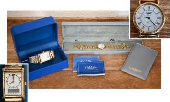 A lady's gilt metal 'Presence' quartz wristwatch - boxed with paperwork (1990) to/w a boxed Rotary