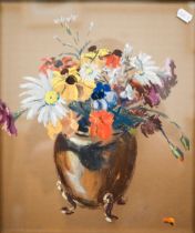 Malcolm H MacLellan - Still life study with flowers, pastel, signed lower left, 37 x 31 cm