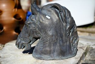 A bronzed cast composite bust of a horse, 29 cm h