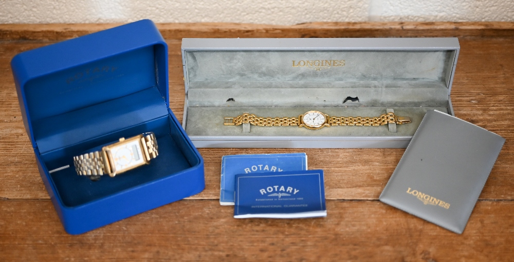 A lady's gilt metal 'Presence' quartz wristwatch - boxed with paperwork (1990) to/w a boxed Rotary - Image 6 of 6