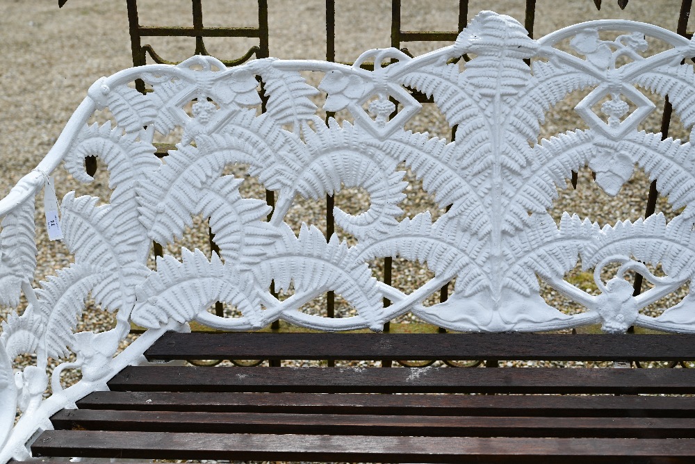 An old Coalbrookdale style cast iron blackberry and fern pattern bench, with wood-slat seat, 190 - Image 2 of 6