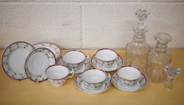 A Victorian Wedgwood pink lustre part tea service, retailed by Heal & Son, to/w a pair of cut