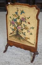An old chinoiserie hand painted fire screen, 77 cm h x 50 cm w