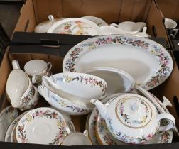 A Wedgwood 'Downland' dinner/tea service to/w a Wedgwood 'Summer Bouquet' part service (2 boxes)