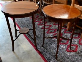 A matched pair of Edwardian circular side tables, 52 cm dia. x 72 cm h (2)