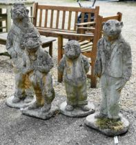 A set of four cast stone 'Wind in the Willows' character garden figures, Ratty, Mr Toad, Mole and