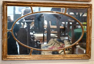 A rectangular wall mirror in decorative giltwood and gesso frame (a/f), 83 x 53 cm