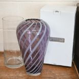 A Waterford Evolution 'Urban Safari' striped and coloured glass vase, 37 cm high (boxed) to/w a