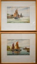 A D Bell - 'Silvery Sea' and 'Drying Sails', watercolour, signed and dated 1953, 25 x 35.5 cm (2)