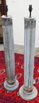 Two classical column floor lamps with fluted pillars, 111 cm high overall (2)