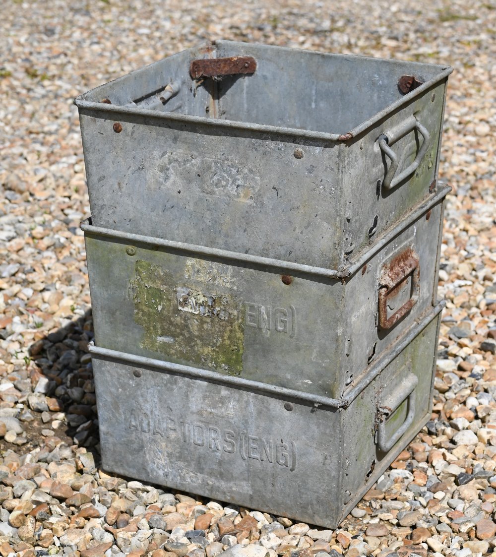 Five Vintage 'W. B. Layman' wooden apple crates, 76 cm w x 45 cm d x 16 cm h to/w three galvanized - Image 8 of 8