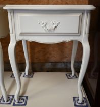 A pair of Laura Ashley 'Provencale' Ivory bedside tables each with single drawer, 50 x 42 x 65 cm