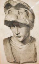 R Mc? - Pencil study of a Grecian bust, indistinctly signed, 66 x 40 cm