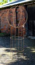 A weathered steel sweet pea garden frame with separate sphere top (2)
