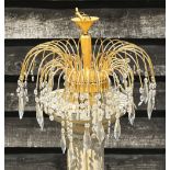 A vintage chandelier-type light fitting with lustre drops