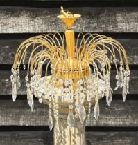 A vintage chandelier-type light fitting with lustre drops