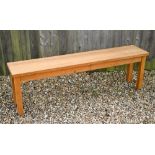 A Laura Ashley oak bench, 150 x 30 x 45 cm high