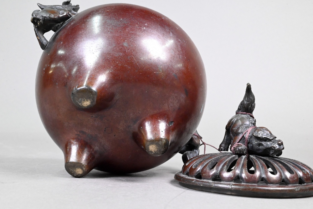 Two Japanese metal incense burners and covers (koro) to/w a Chinese inkstone, Song style stoneware - Image 15 of 18