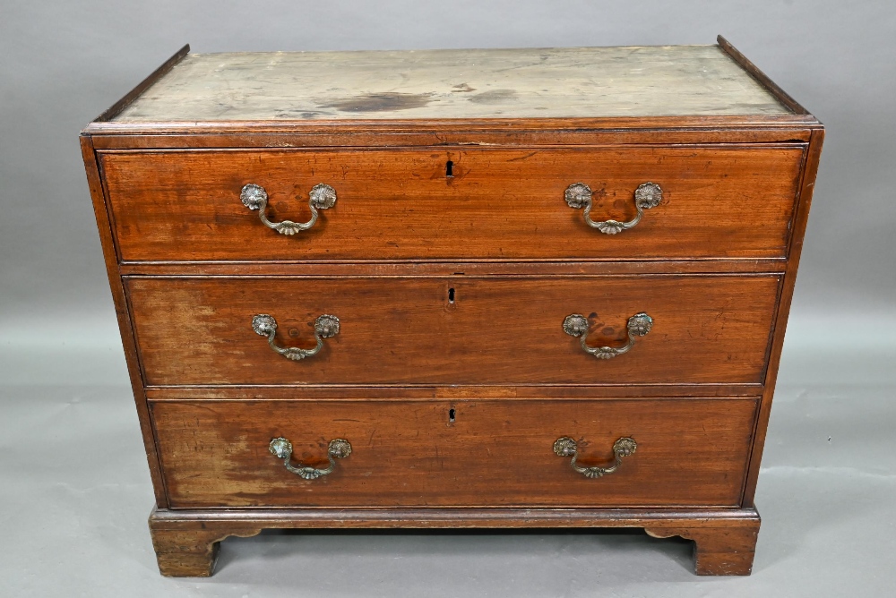 An associated two part George III mahogany chest on chest, the upper chest with canted pilasters, - Image 2 of 12