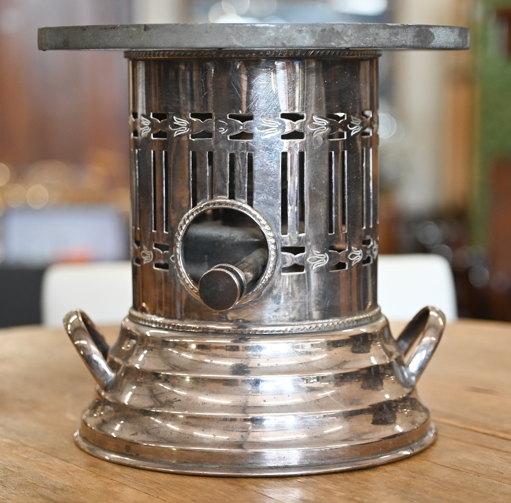 A silver plated spirit burner (crepe suchette) to/with assorted mother of pearl handled flatwares, - Image 5 of 6