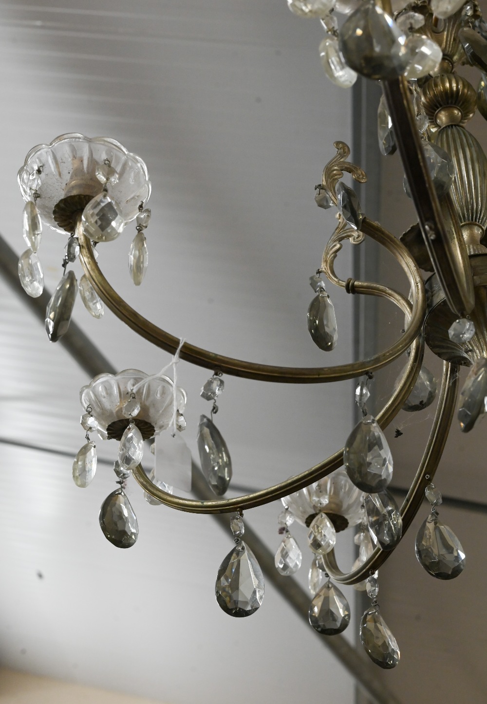 An eight-branch electrolier chandelier with faceted glass drops - Image 3 of 4