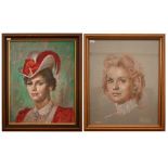 Bernard Hailstone - Two portraits of Lee Remick (American actress), one oil on canvas, signed and