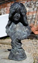 A bronzed cast composite 'Le Printemps' bust of an Arts & Crafts woman, 61 cm h