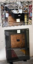 A pair of contemporary wall mirrors to/with another of differing design, all 82 cm x 58 cm to/with a