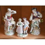 A pair of Sitzendorf porcelain figures - shepherd and shepherdess, 19 cm high to/w a smaller