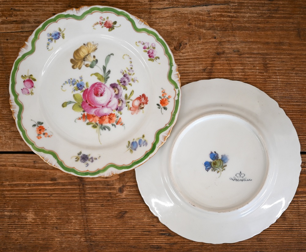 A Wedgwood blue jasper slip cache-pot to/w a pair of Dresden floral-painted tea plates, a Doulton - Image 2 of 4