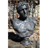 A bronzed cast composite bust of Caesar, 56 cm h