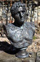 A bronzed cast composite bust of Caesar, 56 cm h