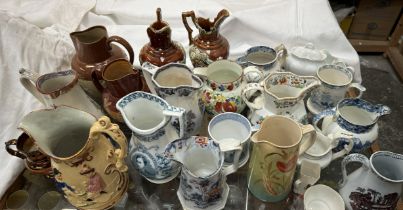 A South Wales pottery Bombay Japan pattern jug together with other Welsh pottery jugs,