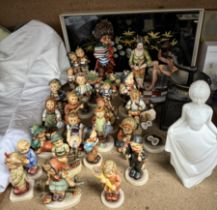 A large collection of Hummel figures together with a Royal Doulton figure, Capodimonte figure group,