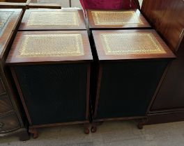 A set of four reproduction mahogany speaker cabinets on leaf carved cabriole legs